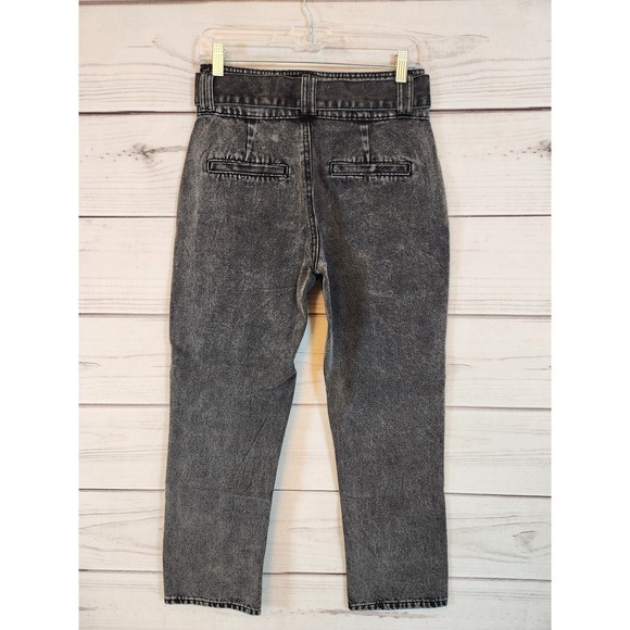Forever 21 Women's Black Solid High Rise Belted Straight Ankle Jeans Size 27 NWT - Picture 2 of 7